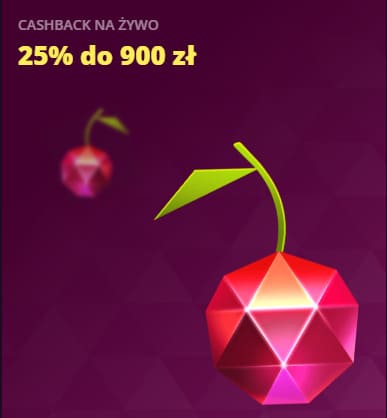 Cotygodniowy cashback na żywo 25% do 900 zł Cotygodniowy cashback na żywo 25% do 900 zł