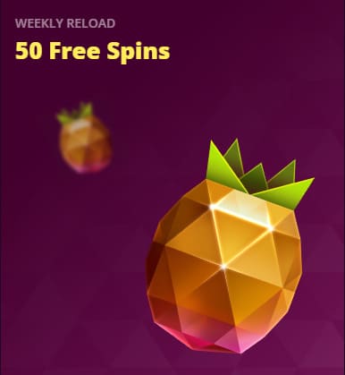 Cotygodniowy bonus od wpłaty w postaci 50 free spinów Cotygodniowy bonus od wpłaty w postaci 50 free spinów